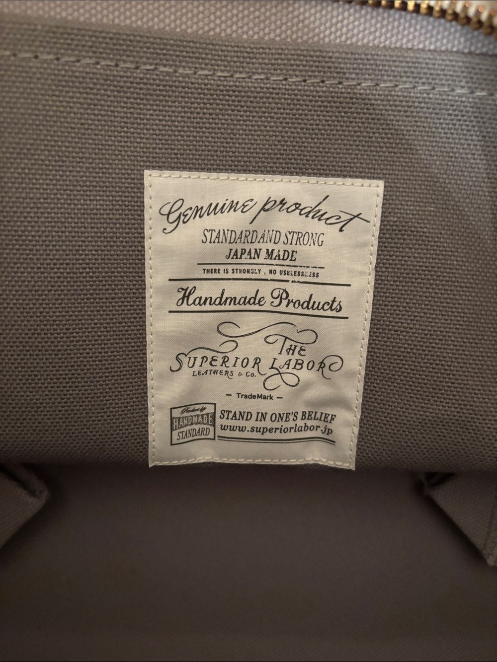 The Superior Labor Japan TSL XS Engineer Tote Bag Leather Detail Gray Canvas